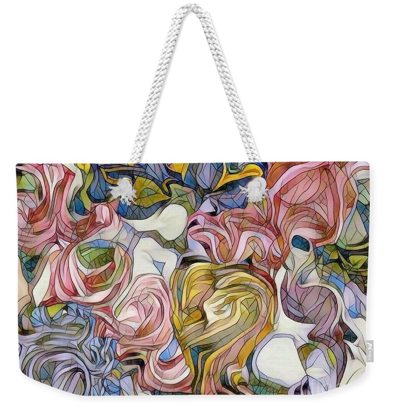 Contemporary Art Weekender Tote Bag featuring the digital art Pastel Mosaic by Kathie Chicoine