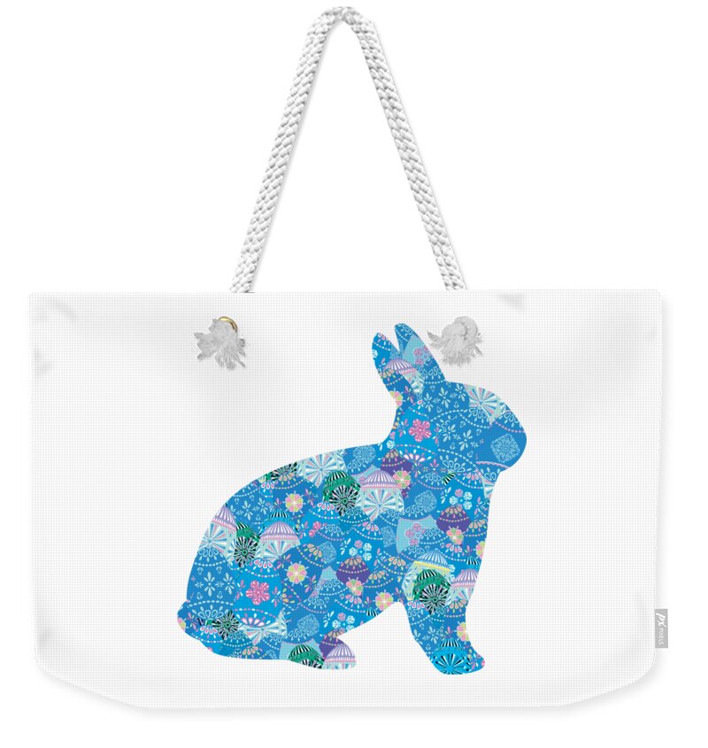 Whimsy Weekender Tote Bag featuring the digital art Patchwork Bunny Rabbit by Marianne Campolongo