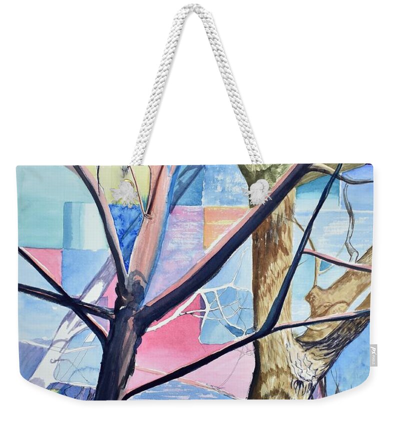 Trees Weekender Tote Bag featuring the painting Patchwork Trees by Tammy Nara