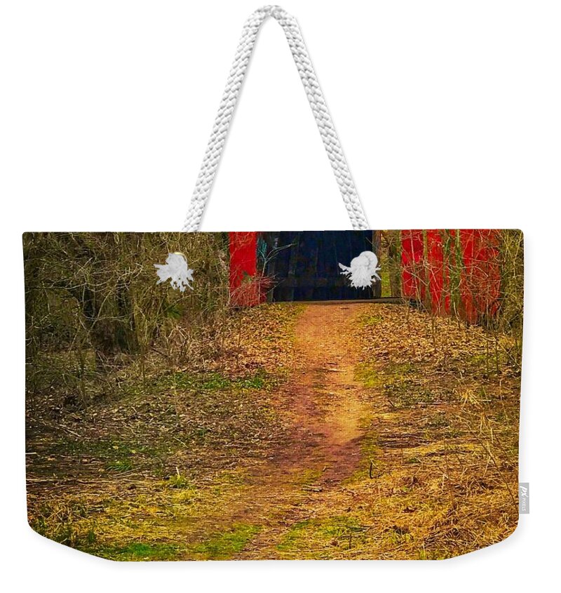  Weekender Tote Bag featuring the photograph Path to Bridge by Jack Wilson