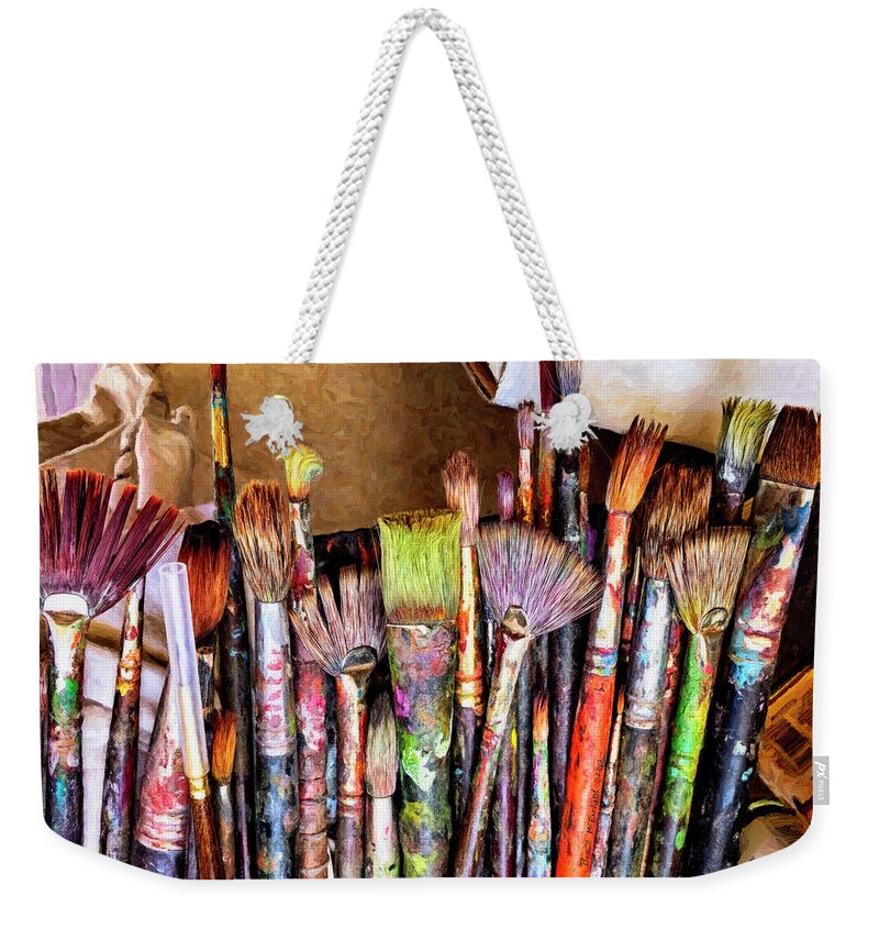  Weekender Tote Bag featuring the photograph Patrick Moran's Paint Brushes by Bruce McFarland