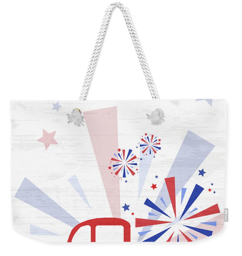 Truck Weekender Tote Bag featuring the mixed media Patriotic Truck by Sundance Q