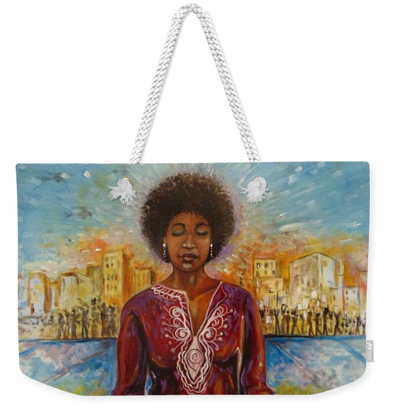 African American Art Weekender Tote Bag featuring the painting Peace by Emery Franklin