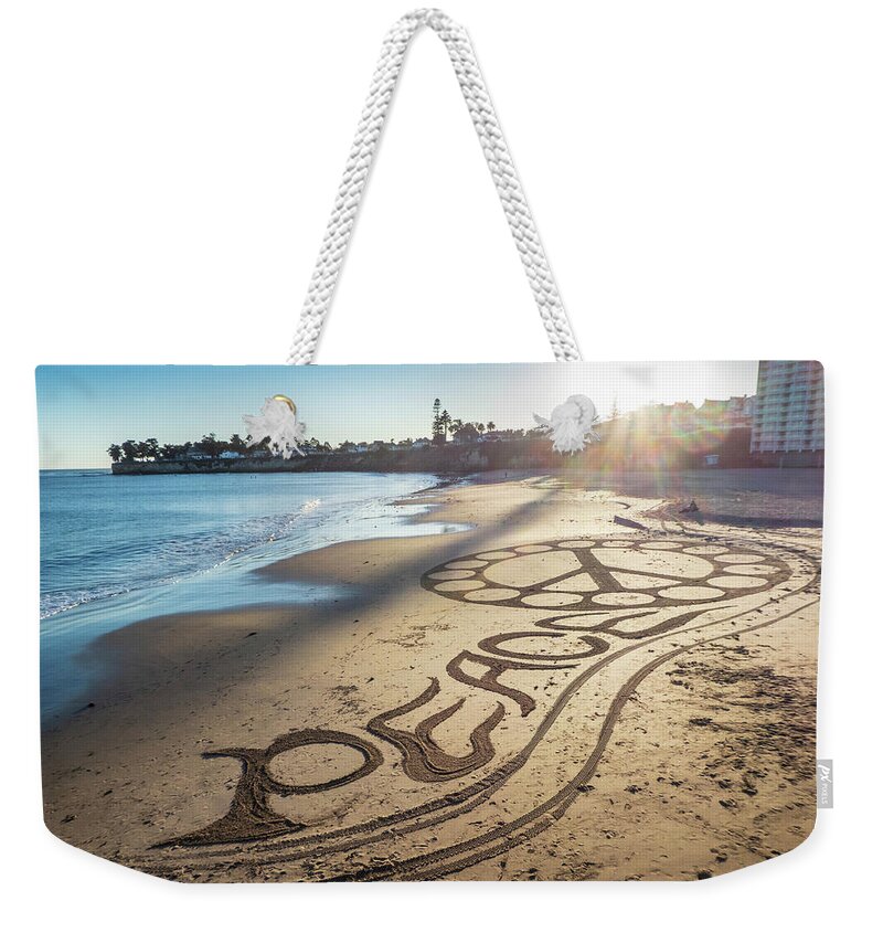 California Weekender Tote Bag featuring the photograph Peace on Beach by Mary Lee Dereske
