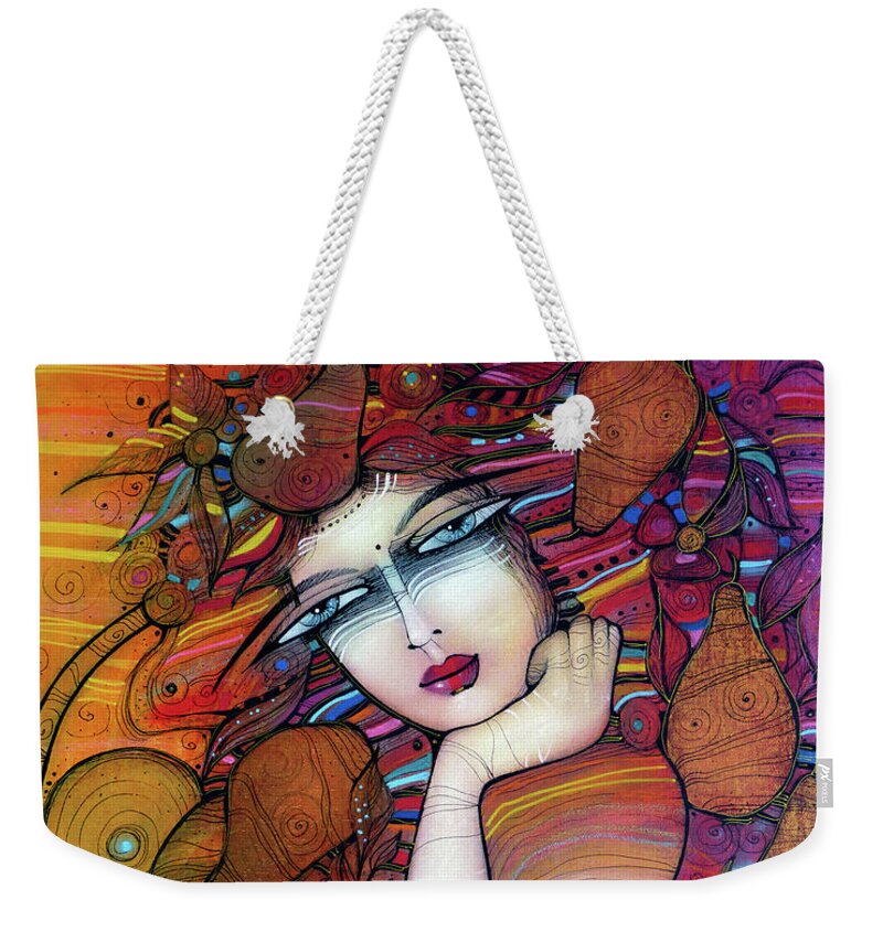 Albena Weekender Tote Bag featuring the painting Pear Harvest by Albena Vatcheva