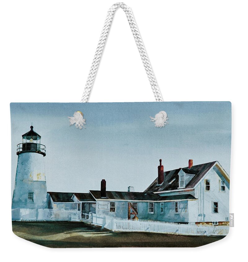 Maine Lighthouses Weekender Tote Bag featuring the painting Pemaquid Light by P Anthony Visco