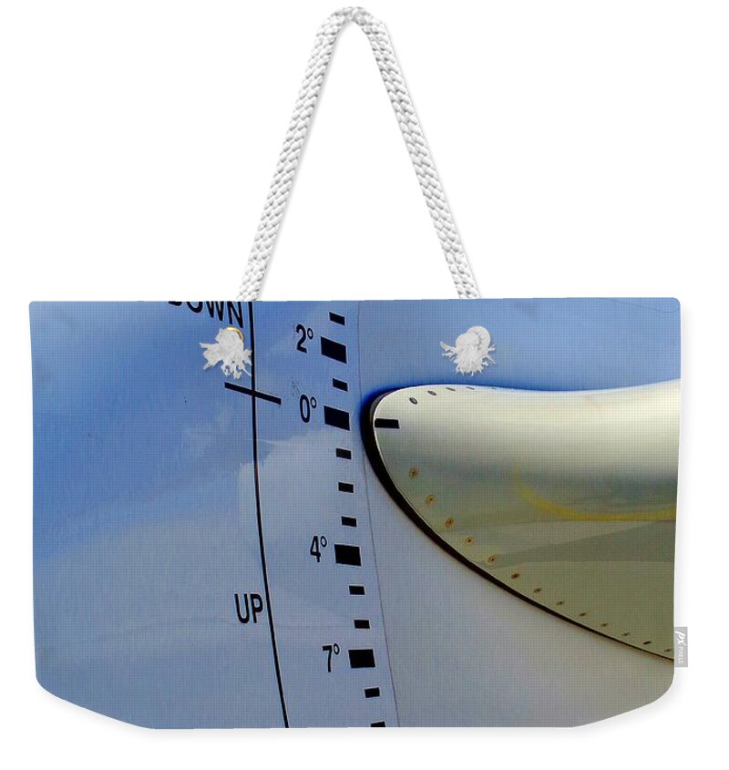 Trimmbare Höhenflosse Weekender Tote Bag featuring the photograph Pendelruder / Trim Tab by Thomas Schroeder