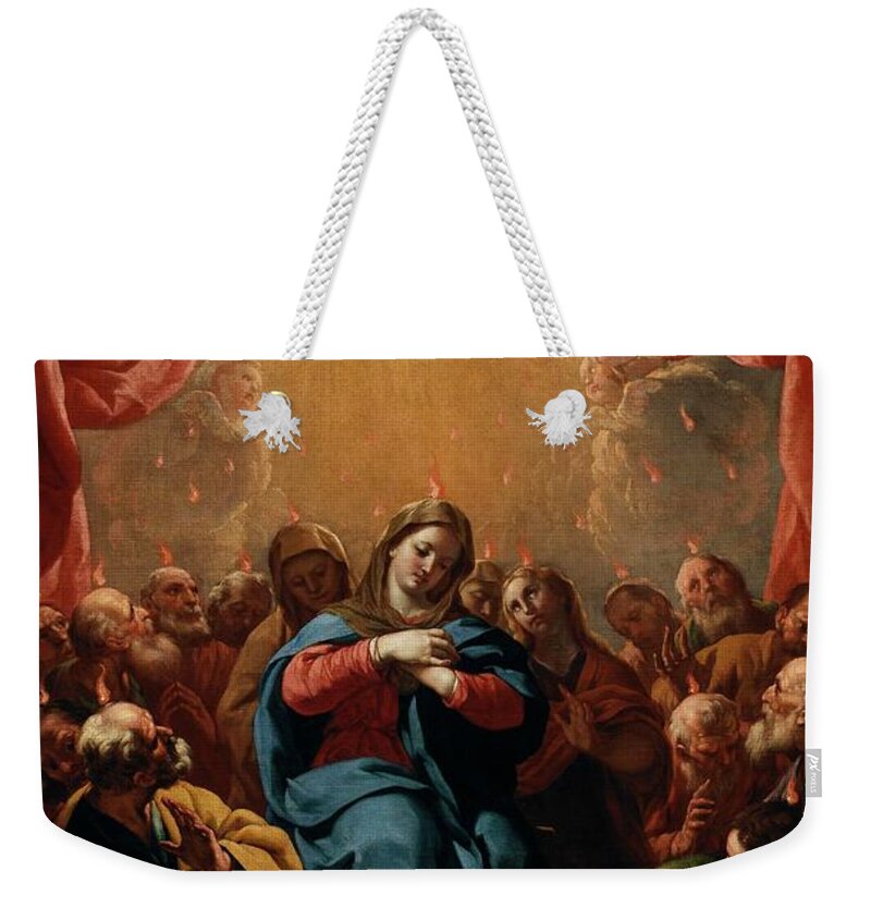 Antonio Palomino Weekender Tote Bag featuring the painting 'Pentecost', 1696-1705, Spanish School, Oil on canvas, 164 c... by Antonio Palomino y Velasco -1655-1726-