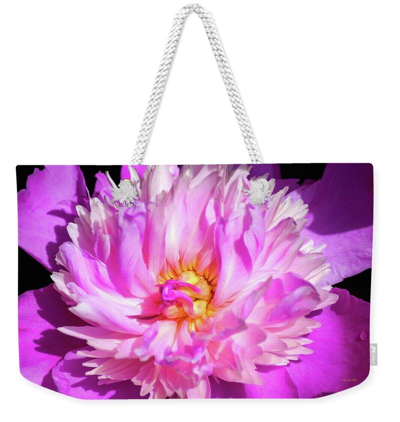 Peony Weekender Tote Bag featuring the photograph Peony Flower by Christina Rollo
