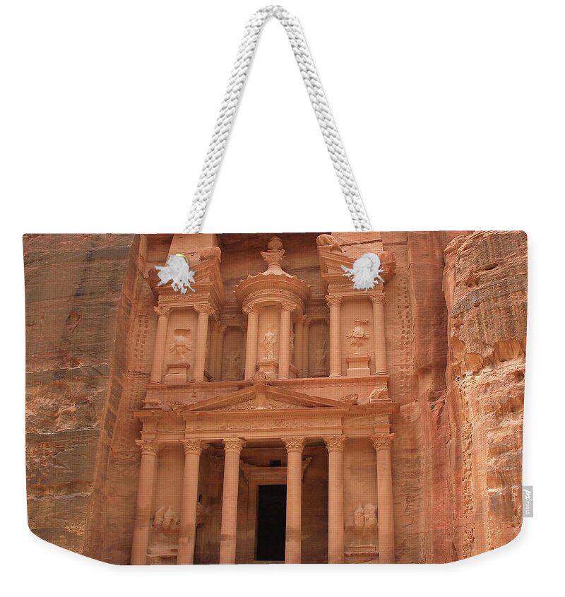 Petra Weekender Tote Bag featuring the photograph Petra, Jordan - The Treasury by Richard Krebs