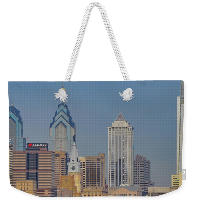 Philadelphia Weekender Tote Bag featuring the photograph Philadelphia Skyscraper Panorama by Bill Cannon