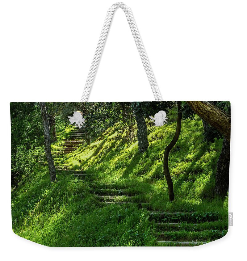 Green Weekender Tote Bag featuring the photograph Philopappou Hill walk by David Meznarich