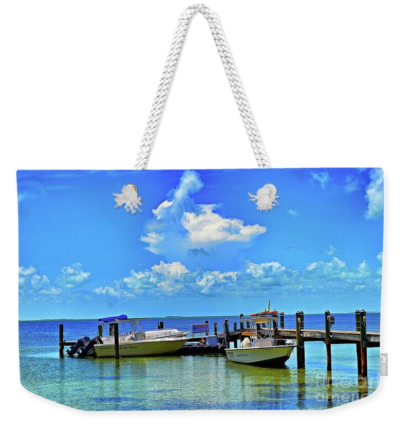 Florida Keys Weekender Tote Bag featuring the photograph Pier by Thomas Schroeder