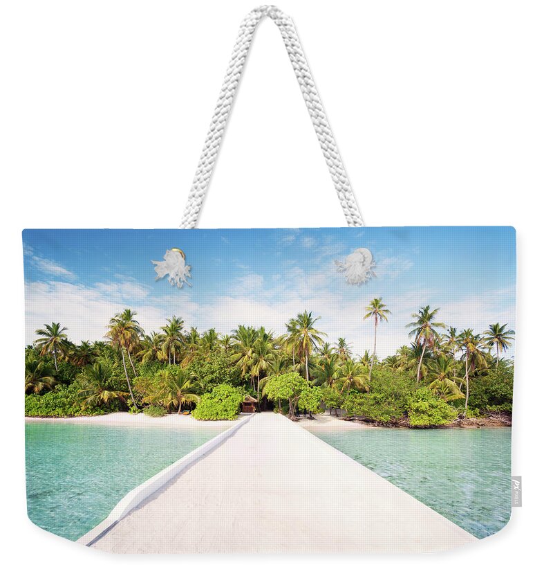 Scenics Weekender Tote Bag featuring the photograph Pier To Tropical Island In The Maldives by Matteo Colombo