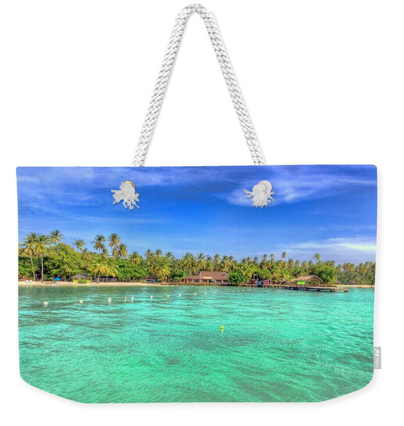 Trinidad And Tobago Weekender Tote Bag featuring the photograph Pigeon Point, Tobago 2 by Nadia Sanowar