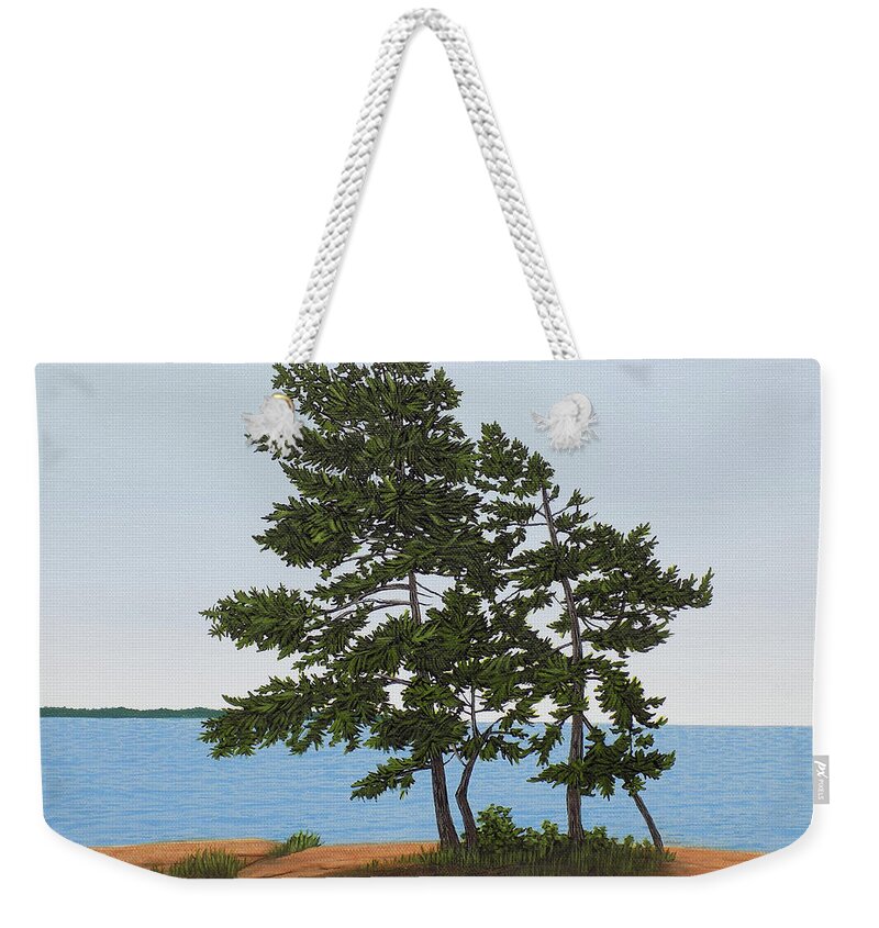 Pine Tree Weekender Tote Bag featuring the painting Pine on the Point by Kenneth M Kirsch