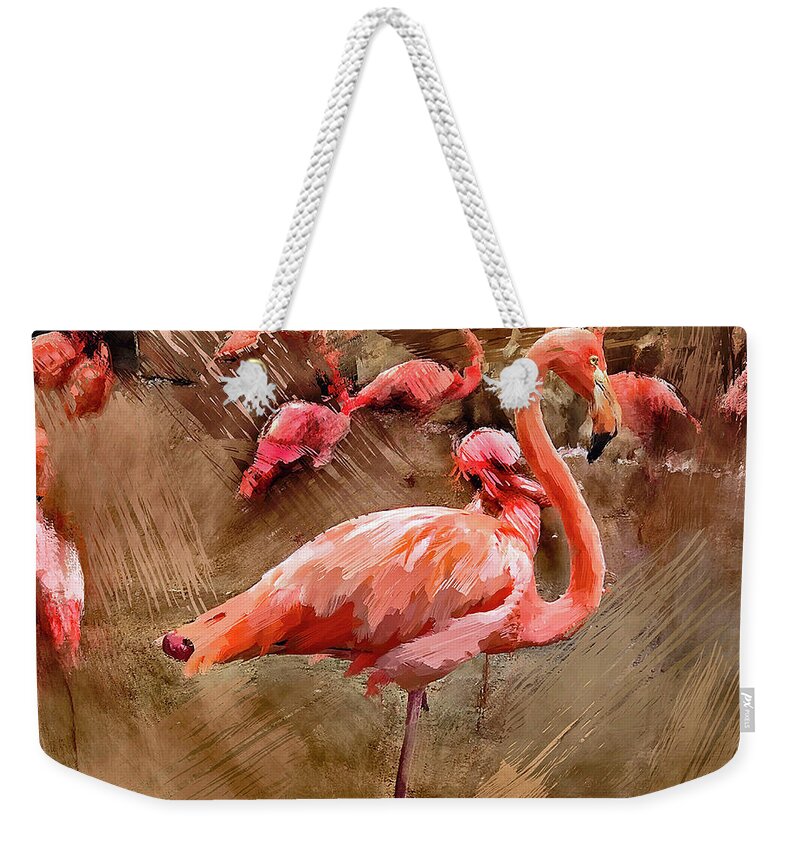 Flamingos Weekender Tote Bag featuring the photograph Pink Flamingos by GW Mireles