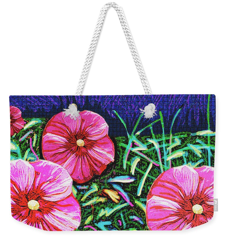 Retro Weekender Tote Bag featuring the digital art Pink Mallow Nights by Rod Whyte