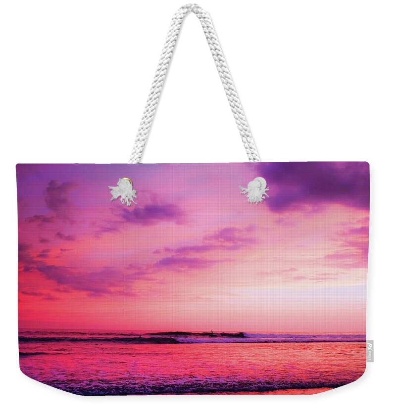 Ocean Weekender Tote Bag featuring the photograph Wind n Sea Pink Seas by JoAnn Silva