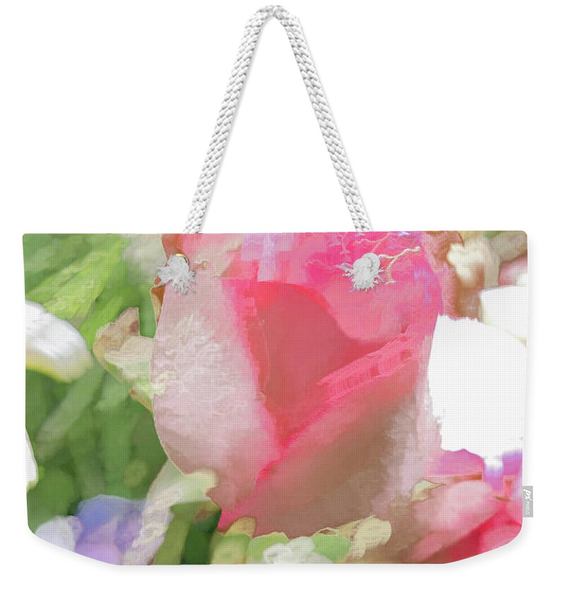 Abstract Weekender Tote Bag featuring the photograph Pink Rose Pastel Abstract by Phillip Rubino