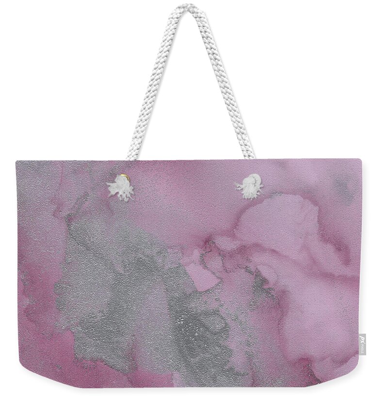 Abstract Weekender Tote Bag featuring the painting Pink Shimmer by Jai Johnson