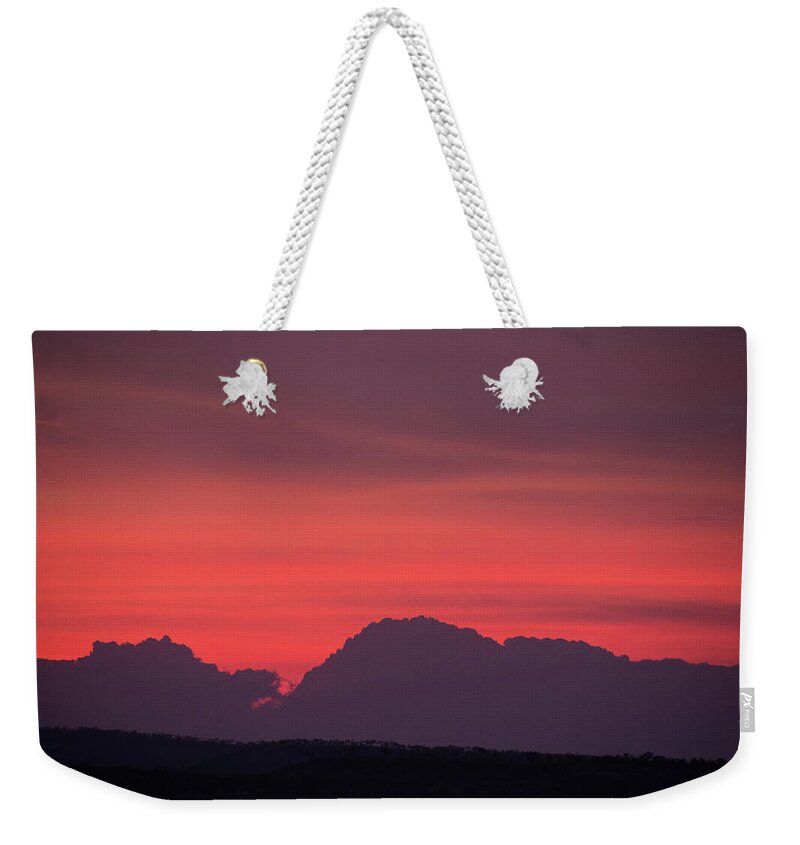 Sunset Weekender Tote Bag featuring the photograph Pink Skies Over Kimberley by Mark Hunter