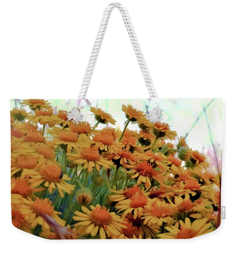 Piper's-daisy Weekender Tote Bag featuring the photograph Pipers Daisy by Lisa Kaiser