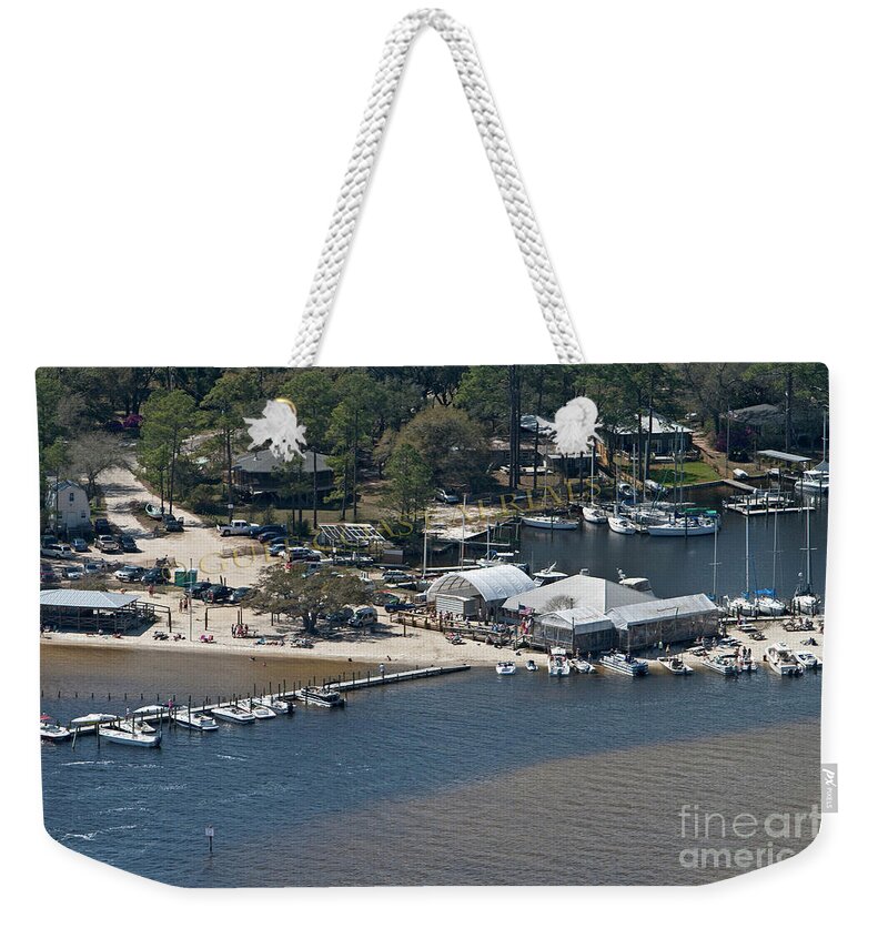 Pirates Cove Weekender Tote Bag featuring the photograph Pirates Cove - Natural by Gulf Coast Aerials -