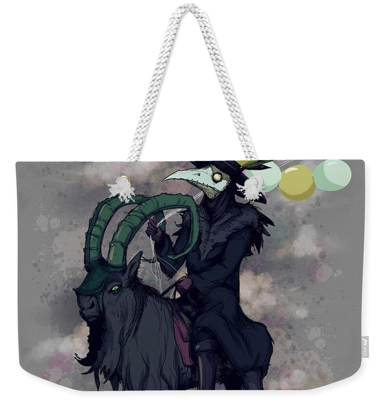 Doctor Weekender Tote Bag featuring the drawing Plague Balloons by Ludwig Van Bacon