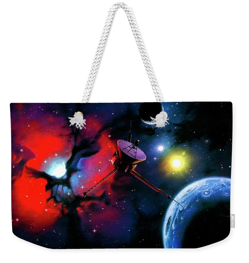 Majestic Weekender Tote Bag featuring the photograph Planet In Nebula by Mark Garlick/spl