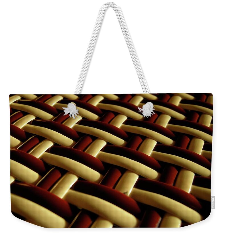 Full Frame Weekender Tote Bag featuring the photograph Plastic Weave by Photo Ephemera