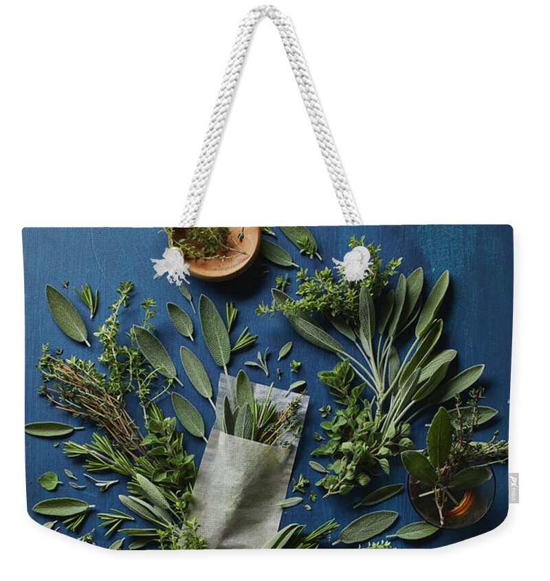 Cuisine At Home Weekender Tote Bag featuring the photograph Playful Herbs by Cuisine at Home