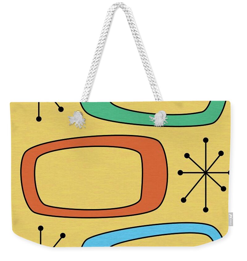 Mid Century Modern Weekender Tote Bag featuring the digital art Pods by Donna Mibus