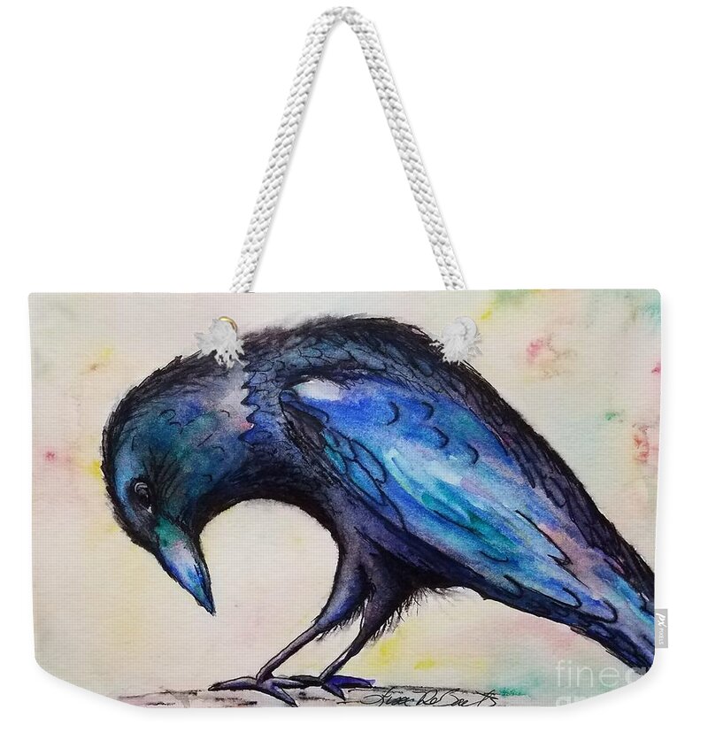 Raven Weekender Tote Bag featuring the painting Poe by Lisa Debaets