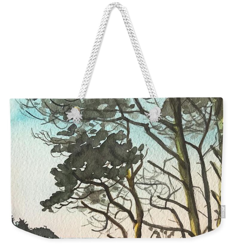 Carmel Weekender Tote Bag featuring the painting Point Lobos View by Luisa Millicent