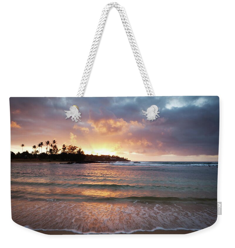 Apartment Weekender Tote Bag featuring the photograph Poipu Beach Sunrise by Yinyang