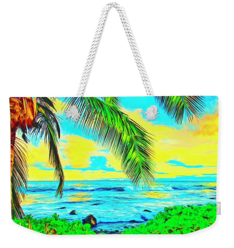 Hawaii Weekender Tote Bag featuring the painting Poipu Sunrise by Dominic Piperata