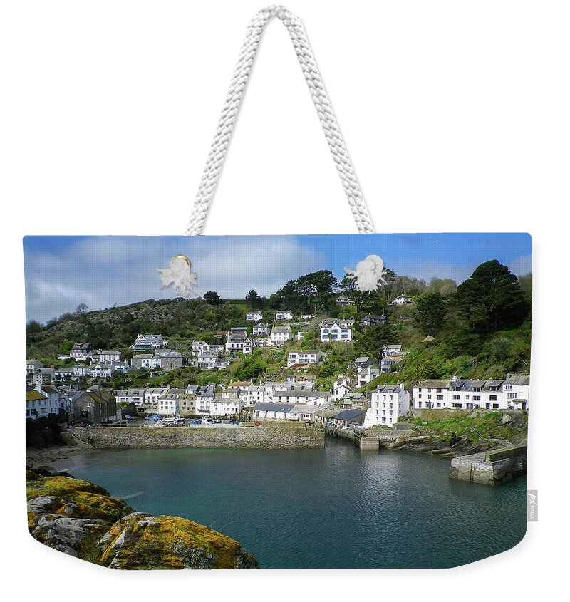 Polperro Weekender Tote Bag featuring the photograph Polperro Harbour Cornwall by Richard Brookes