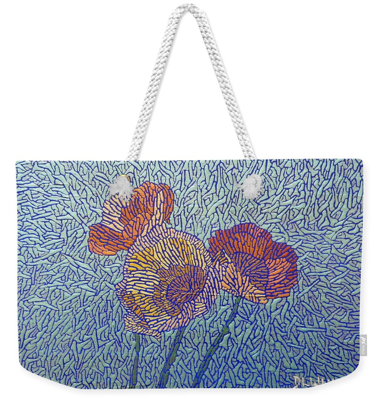 Poppies Weekender Tote Bag featuring the painting Poppies by Darren Whitson