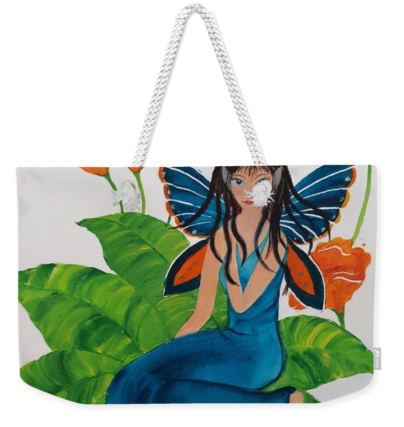 Bright Weekender Tote Bag featuring the painting Poppy Fairy by Susan Nielsen