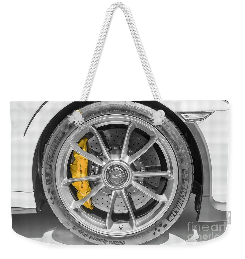 Porsche Wheel Weekender Tote Bag featuring the photograph Porsche 911 Gt3rs Wheel by Stefano Senise