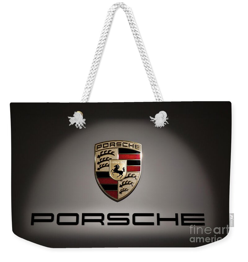 Porsche Logo Weekender Tote Bag featuring the photograph Porsche Car Emblem 2 by Stefano Senise
