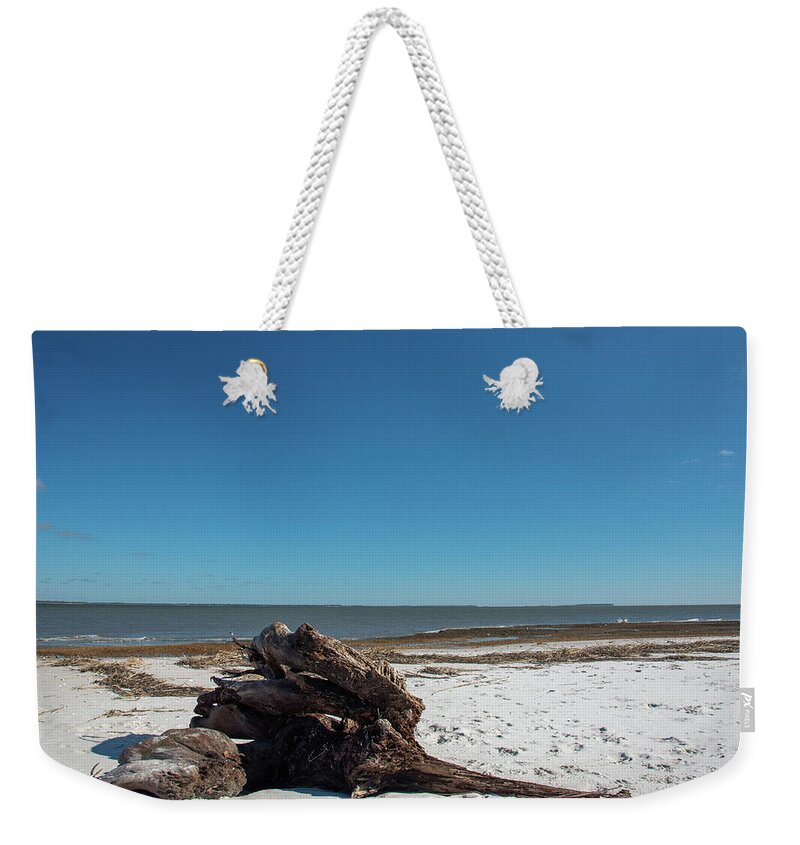 Port Royal Sound Weekender Tote Bag featuring the photograph Port Royal Sound Low-Tide Driftwood by Dennis Schmidt