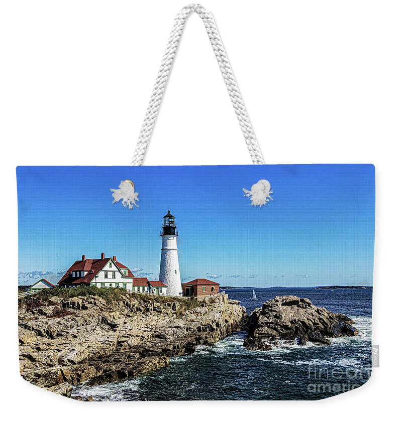 Architecture Weekender Tote Bag featuring the photograph Portland Head Lighthouse, Cape Elizabeth, Maine by Thomas Marchessault
