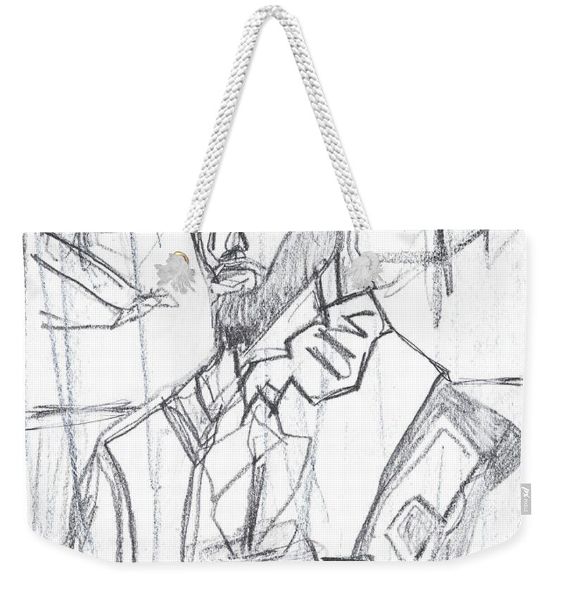 Portrait Weekender Tote Bag featuring the drawing Portrait of a Man 6 by Edgeworth Johnstone