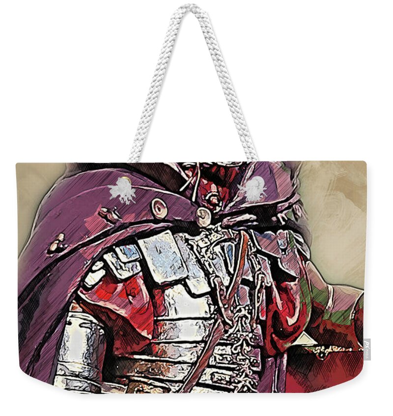 Roman Legion Weekender Tote Bag featuring the painting Portrait of a Roman Legionary - 39 by AM FineArtPrints