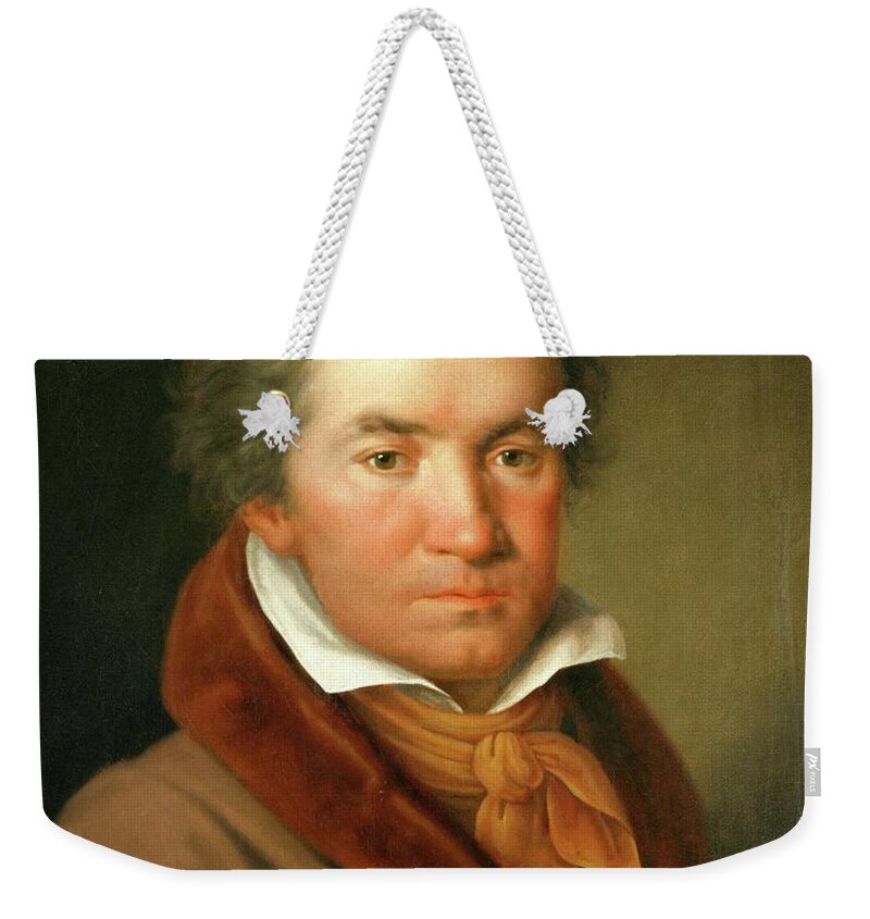 Ludwig Van Beethoven Weekender Tote Bag featuring the painting Portrait of Ludwig van Beethoven -1770 - 1827- German composer and pianist., Artist unknown. by Album