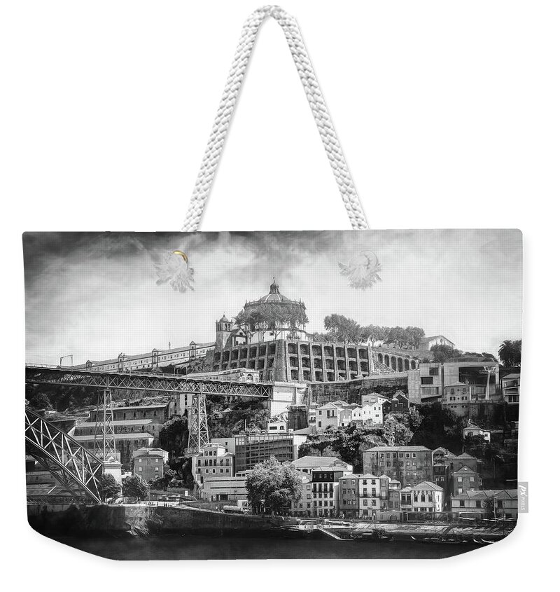Porto Weekender Tote Bag featuring the photograph Portrait of Porto Black and White by Carol Japp
