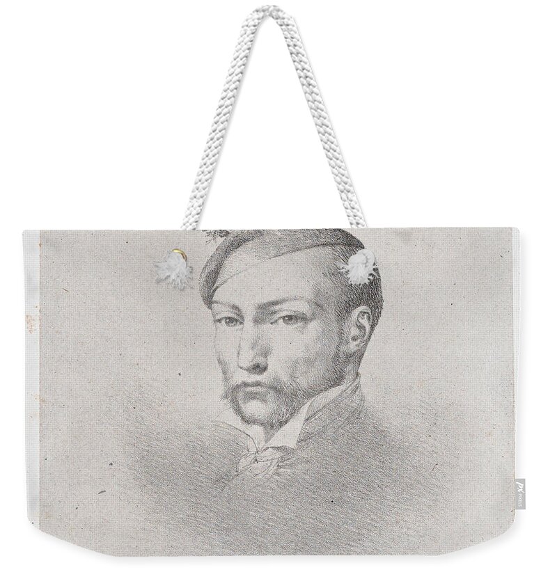 Leon Cogniet Weekender Tote Bag featuring the drawing Portrait of Theodore Gericault by Leon Cogniet