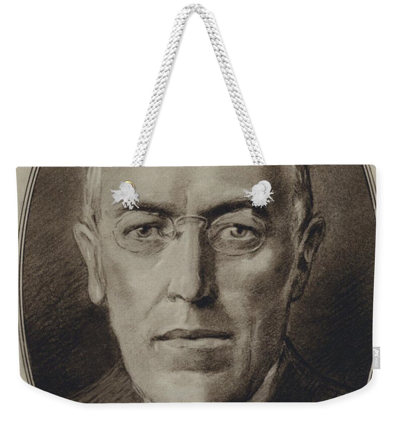 Portraits Of American Statesmen Weekender Tote Bag featuring the painting Portraits Of American Statesmen, Woodrow Wilson by Gordon Ross